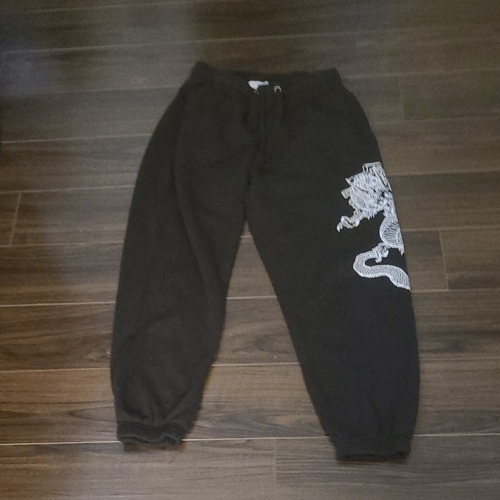 Urban Planet Black Joggers with White Graphic